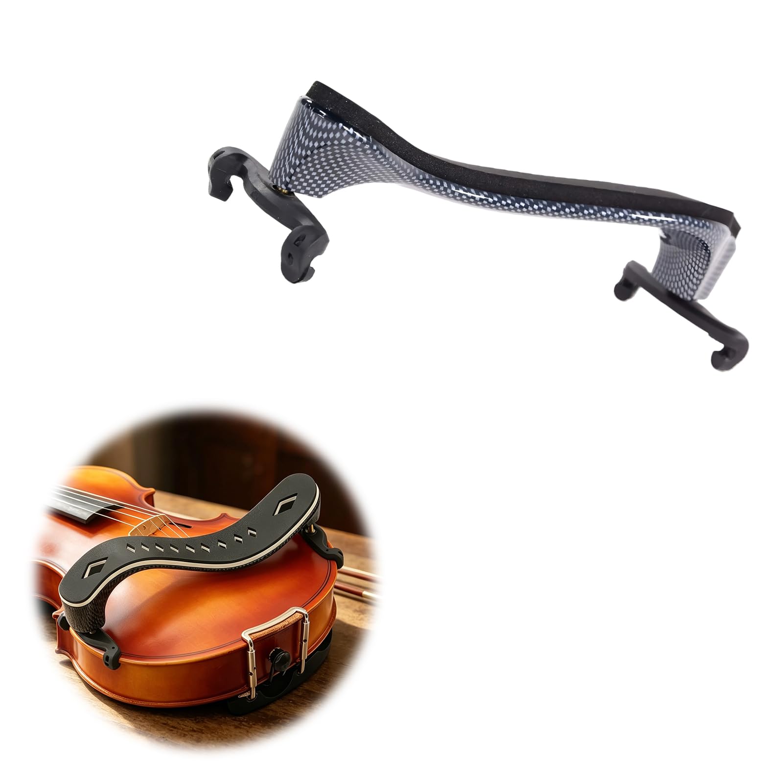 Épaulière Violin 3/4-4/4 ABS léger, ajustable en hauteur avec | Épaulière pour violon 3/4-4/4 ABS légère, pieds réglables; 5 pièces incluses; origine Chine; mousse et tampon; couleur