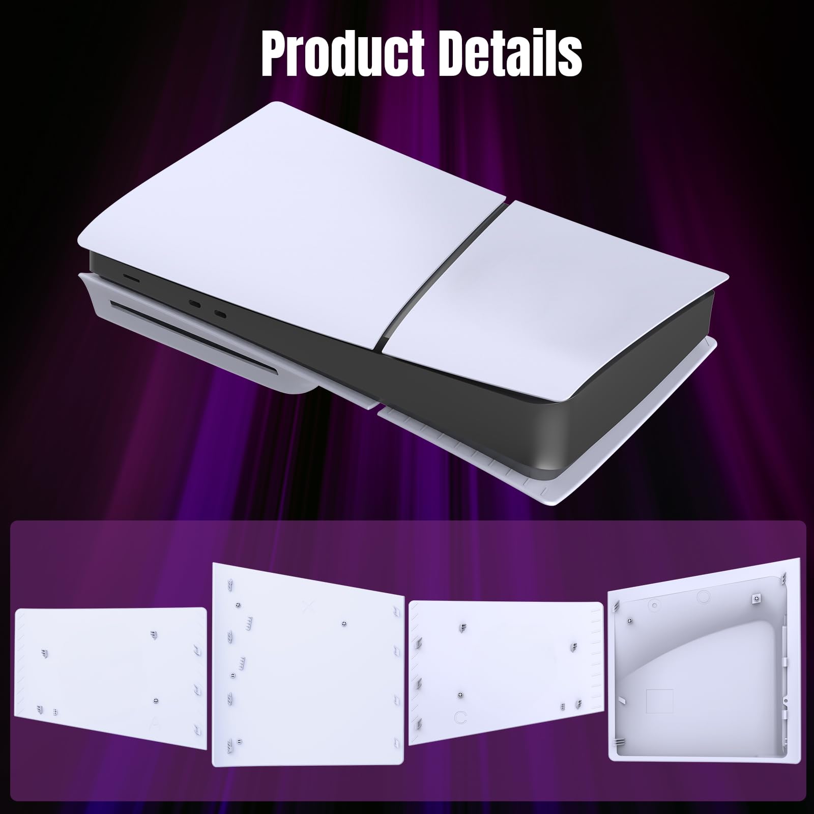 Piastre di copertura per console PlayStation 5 Slim Disc Edition - Pannelli di copertura di ricambio compatibili (bianco)