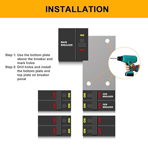 Miniatura 4 de Kit de enclavamiento para generador compatible con interruptor principal vertical cuadrado D de 150 o 200 amperios, espacio de 3 14 a 4 pulgadas