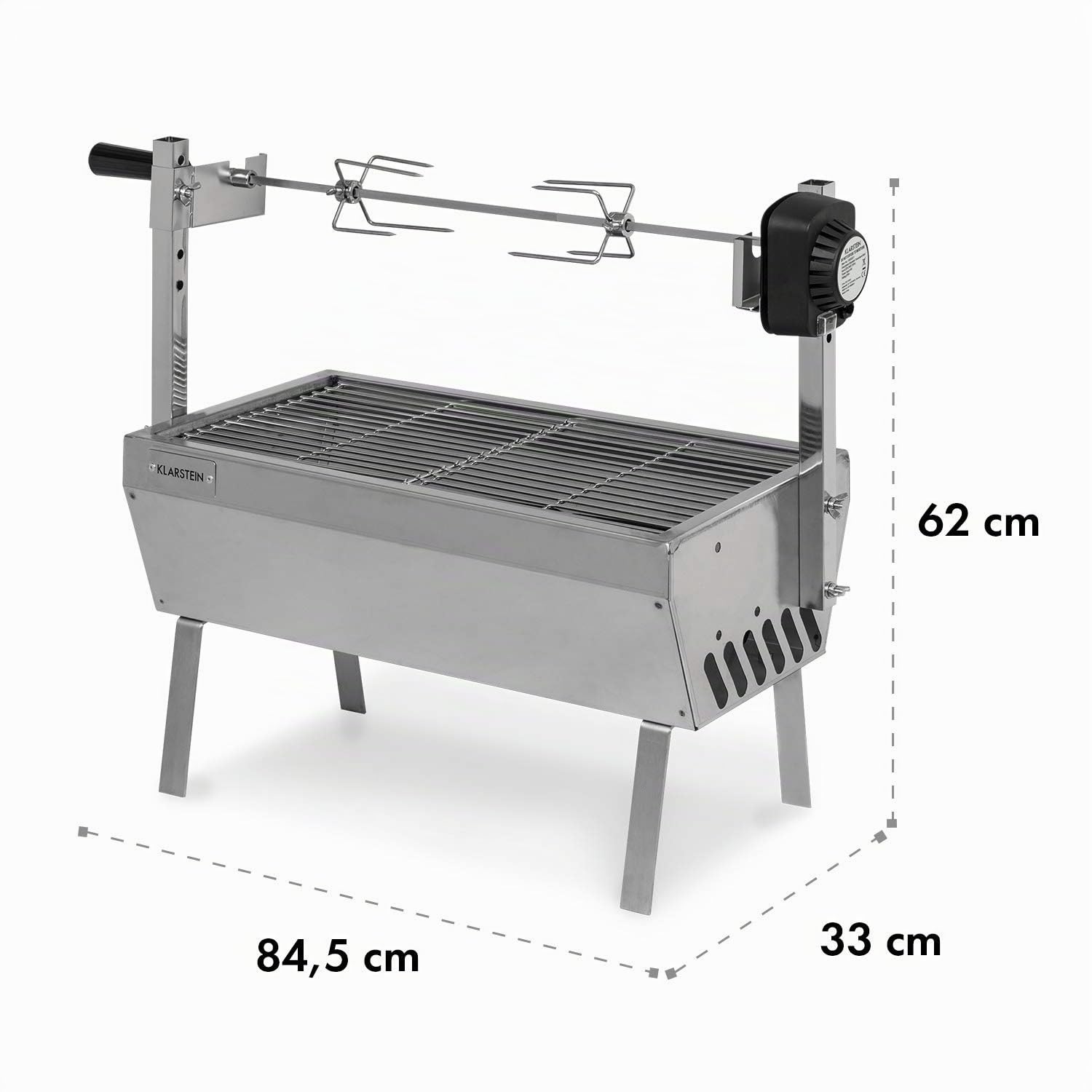 Klarstein 2-in-1 Kit Arrosto e Barbecue Elettrico Portatile, Barbecue Grill con Ruote da Trasporto, Barbecue con Griglia in Acciaio Inossidabile da Giardino, Barbecue da Terrazzo, Campeggio, Balcone