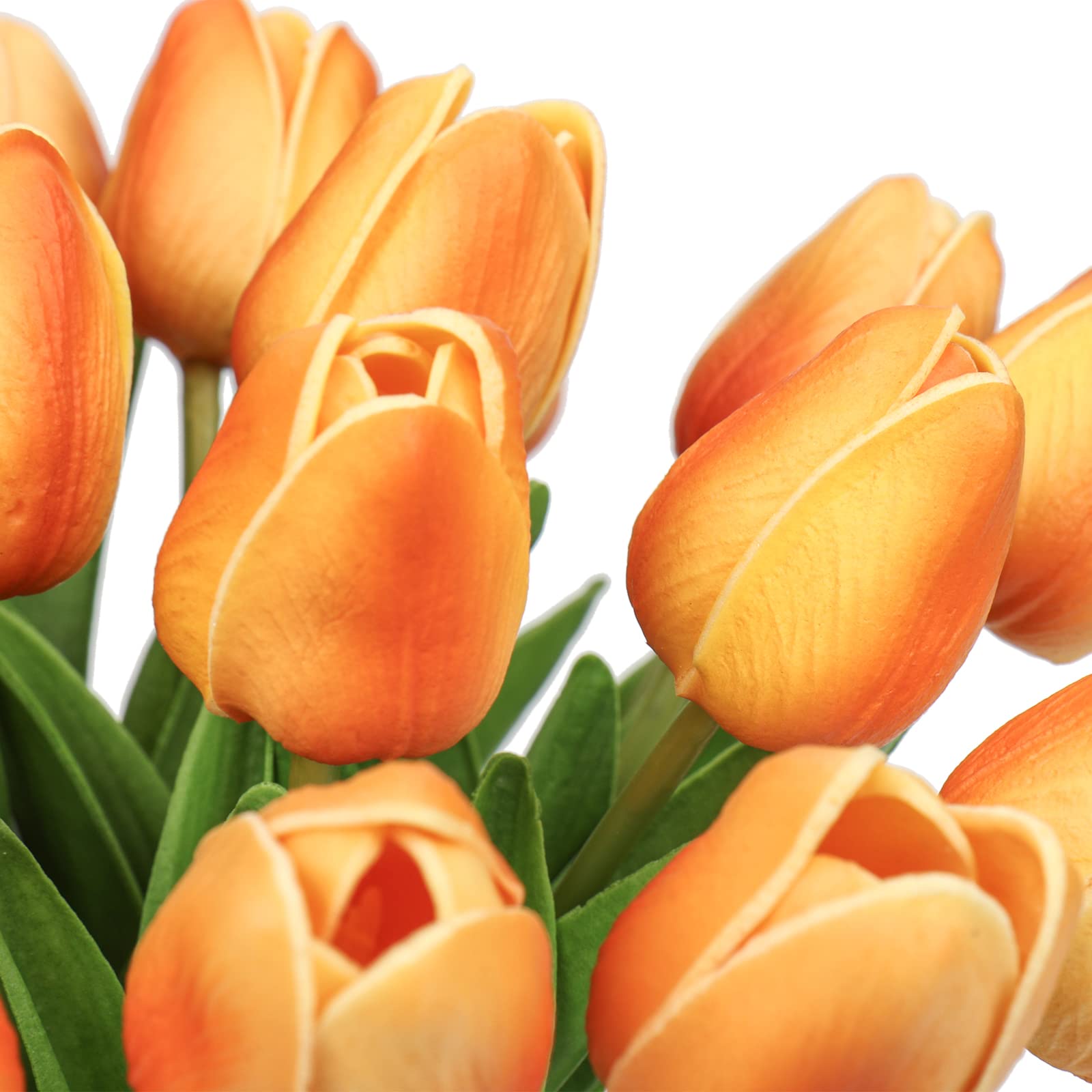Hollyone 10PCS Tulips Artificial Flowers, Orange Faux Tulips that look Real - Image 3