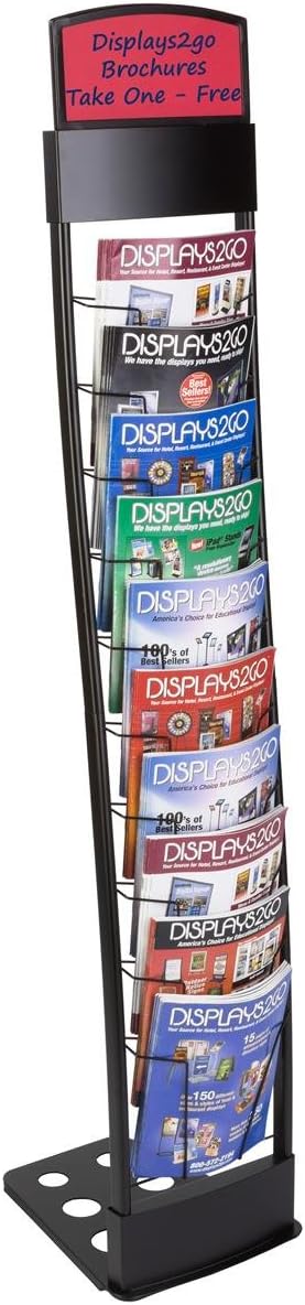 Literature Rack Features 10 Pockets for 8.5”w x 11”h Literature, Folding Design for Transportation, Included Carry Bag for Storage and Mobility – 55” High