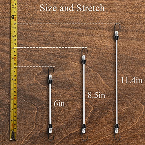 Zhoubin Mini Bungee Cords With Hooks - 6 Inch White Bungee Cords, 10 Pcs #TOP3