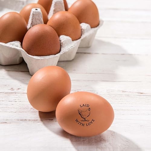 Miniatura 2 de Laid with Love - Sello de goma pequeño de 3/4 pulgadas de diámetro, estampado tradicional, sello de cartón de huevo de gallina, diseño moderno