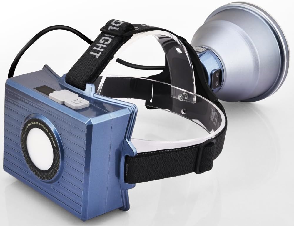 Adult Hunting Headlamp - LED Super Bright Headlight with Rear Battery Pack, Cell Phone Charging Function, Wide Spot Beam for Camping, Power Outages, Emergency, Fishing