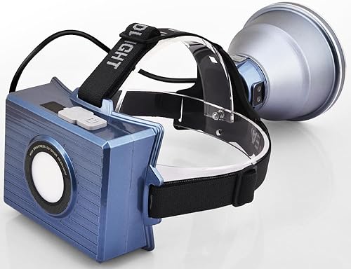 Faro de caza para adultos, faro LED súper brillante con batería trasera, función de carga de teléfono celular, haz ancho para campamento, cortes de