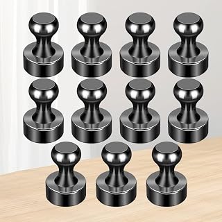 12 Pcs Black Refrigerator Magnets, Small & Strong for Whiteboard, Office, Classroom & Kitchen, Holds Notes & Papers