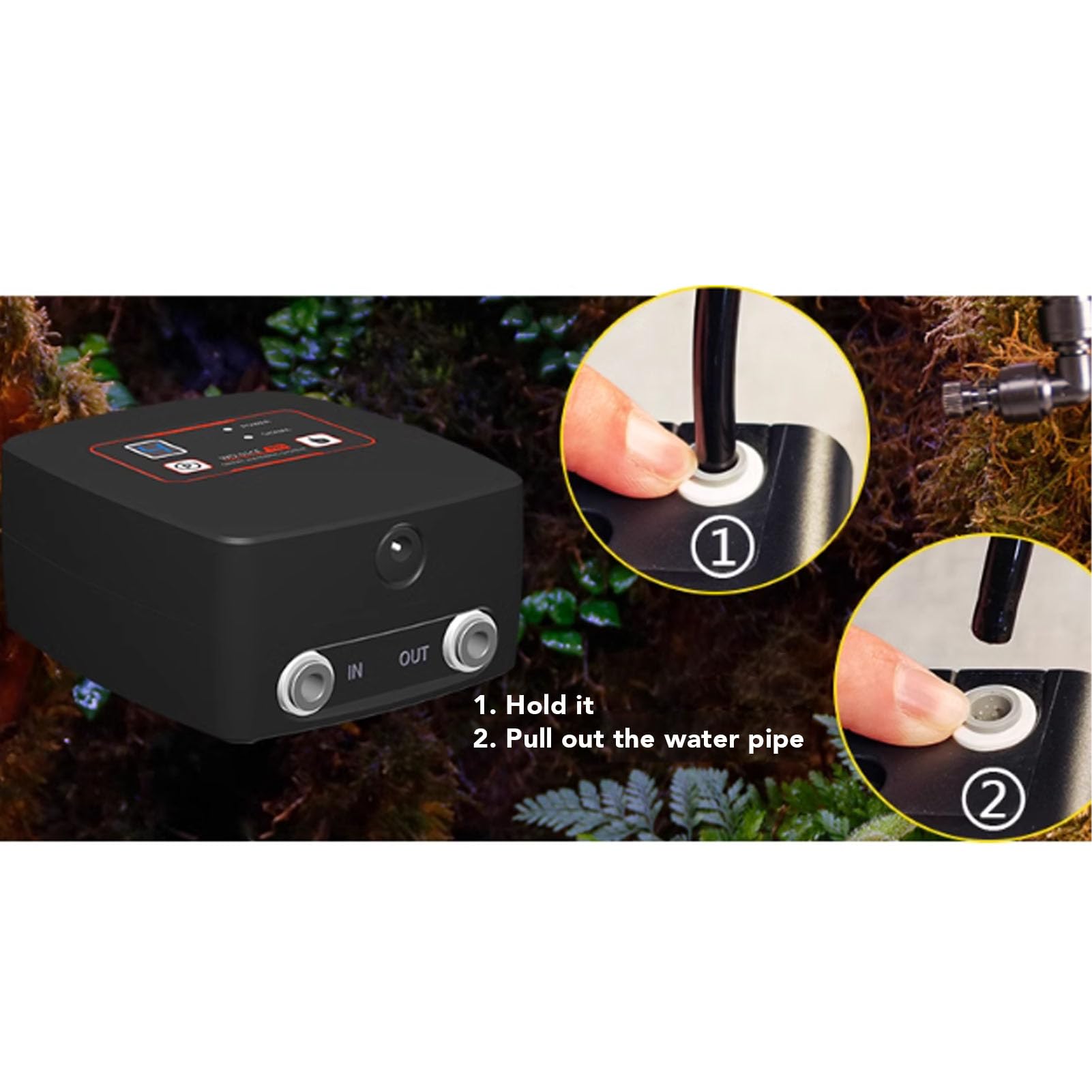 Pssopp Humidificador para Reptiles, Automático de Nebulización para Reptiles con Temporizador, Inteligente de Nebulización para Terrario para Plantas de la Selva Tropical y Anfibios