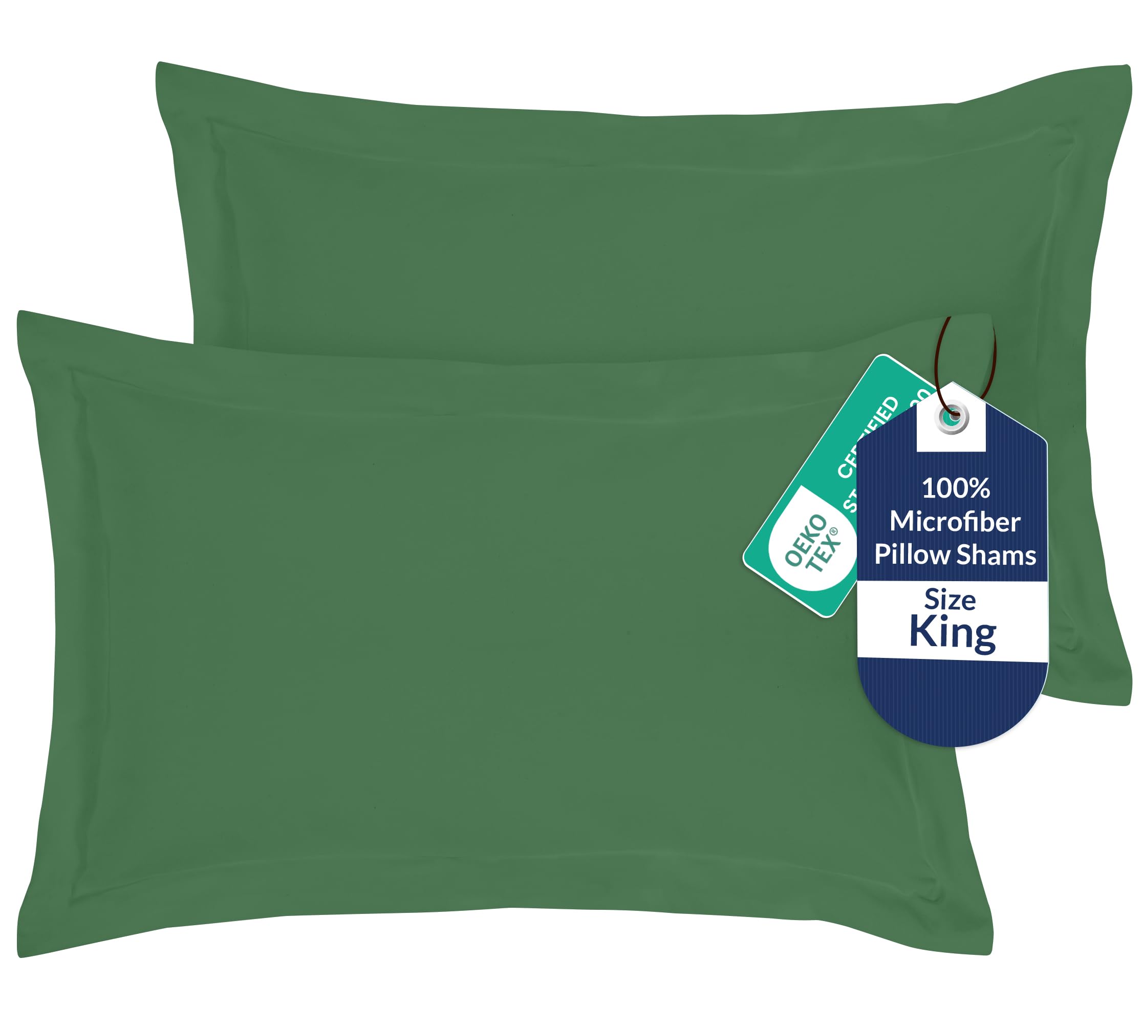Royale Linens Microfiber King Size Pillow Shams Set of 2 - Hunter Green