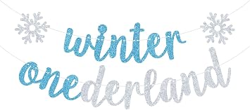 Winter Onederland Banner, Snowflake 1st Birthday Sign, Snow One, Boys Girls Winter 1st Birthday Party Decorations