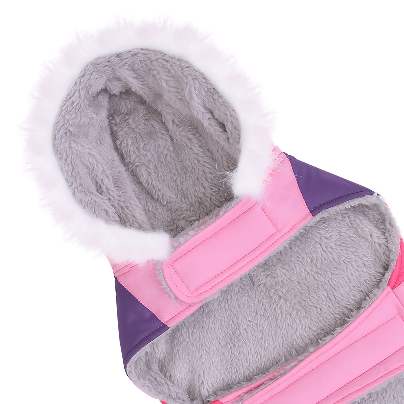 HDE Chaqueta acolchada para perros con forro polar cálido parka para perros abrigo de invierno con agujero de arnés, rayas rosas - S