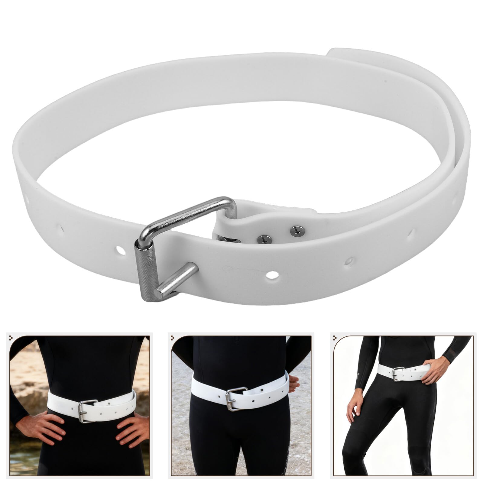 TOYANDONA Cinturón de Lastre de Silicona Blanco 1.3 M Ajustable para Buceo y Snorkel con Hebilla de Liberación Rápida, Cinturón de Contrapeso para Entrenamiento de Natación y Deportes