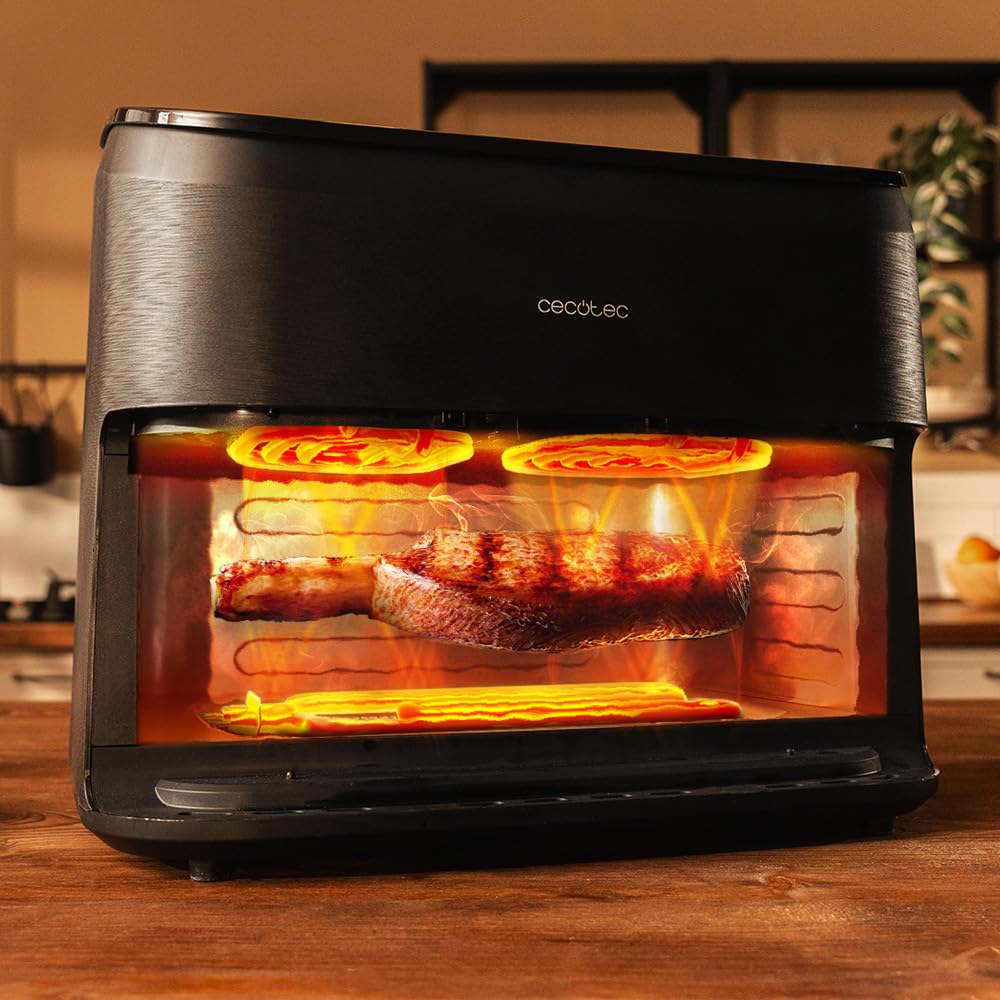Cecotec Friggitrice ad Aria 10L - Air Fryer Cecofry&Grill Smokin' 11000. 2200W, 3in1 Friggitrice, Grill, Piastra. Affumicatore integrato, 10 Menù, Temp 40-200°C, Doppia temperatura, Cottura uniforme