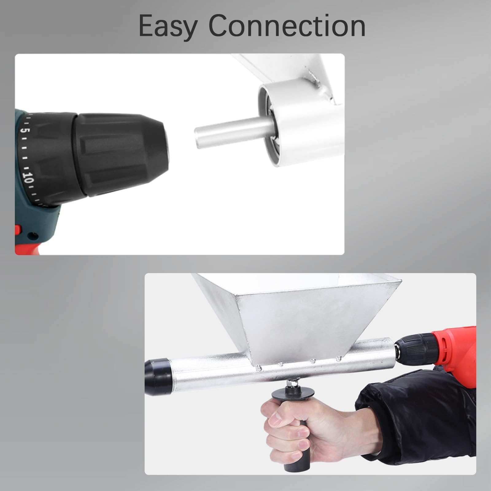 Mortar Grout Gun, Large Size Metal Mortar Gun for Pointing Cement Caulking Gun with 4 Nozzles for Electric Drills - Image 4