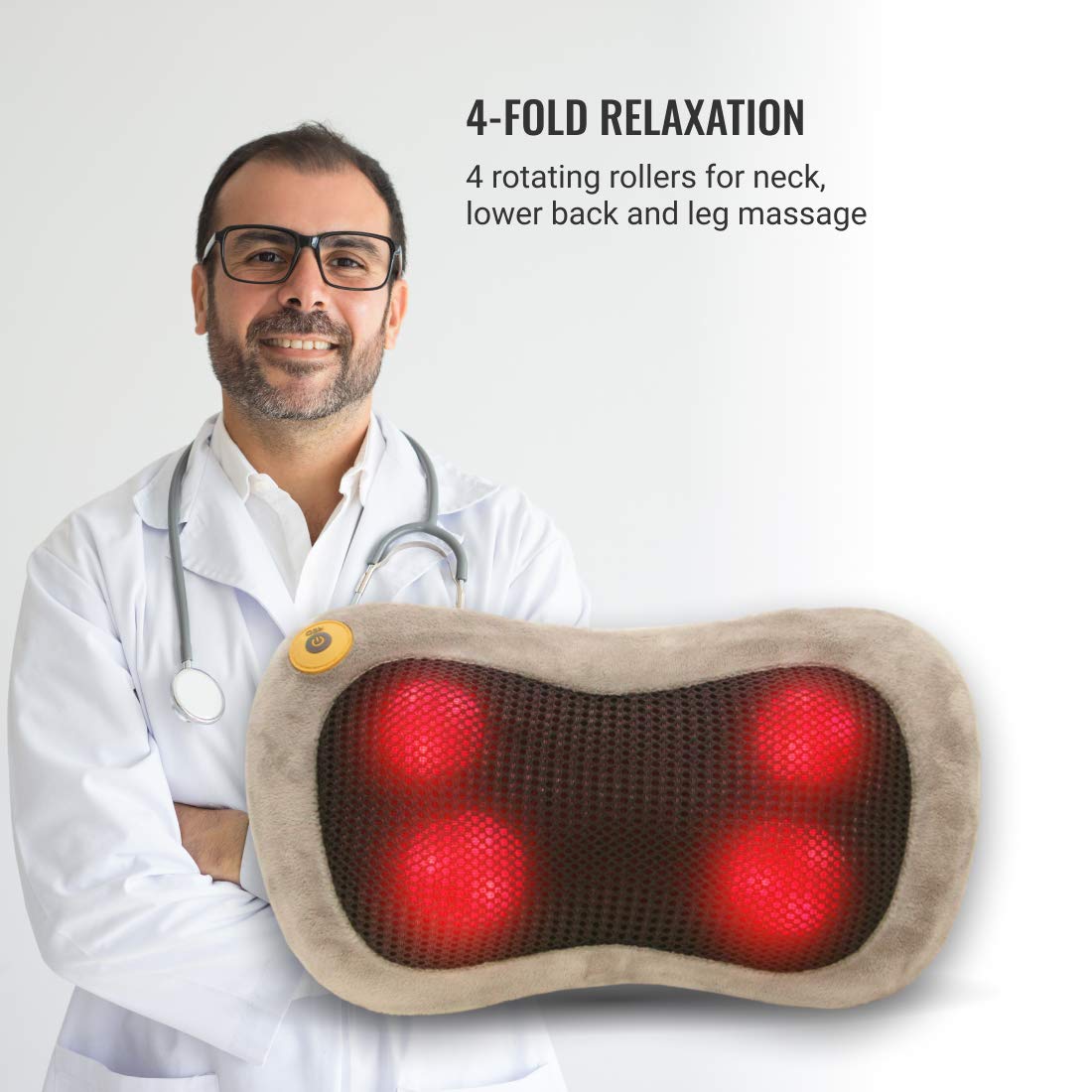 GESS Shiatsu Massagekissen mit Wärmefunktion 3D-rotierenden Elektrische Massagegerät für Nacken Schulter Rücken Muskel, Ideal für Haus Büro und Auto