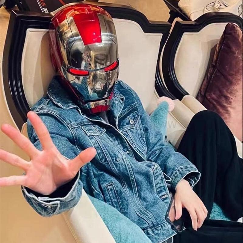 Iron-man MK 5 Helmet Wearable Electronic Open/Close Iron-man Mask Kids Toys Birthday Christmas Gift Silver