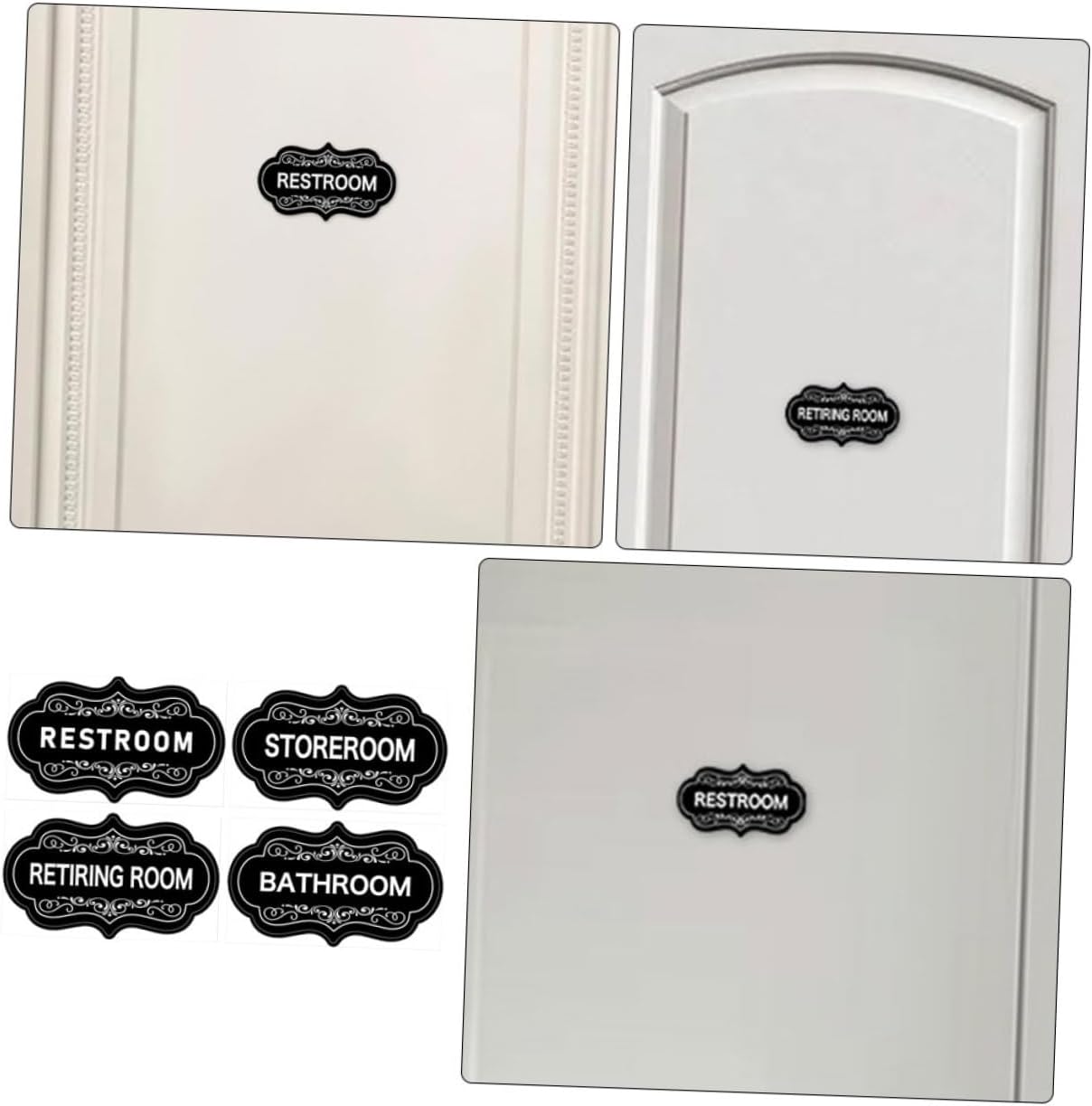 4pcs Bathroom Labels Restroom Door Sign Storage Room Decor Half Bathroom Decor Easy Apply Decals