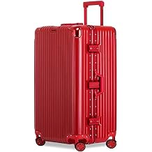 Suitcase Large Aluminum Alloy Frame Hard Shell Suitcase Lightweight Carry on Luggage with TSA Combination Lock 360 Wheels,Silver,32in,Red,30in