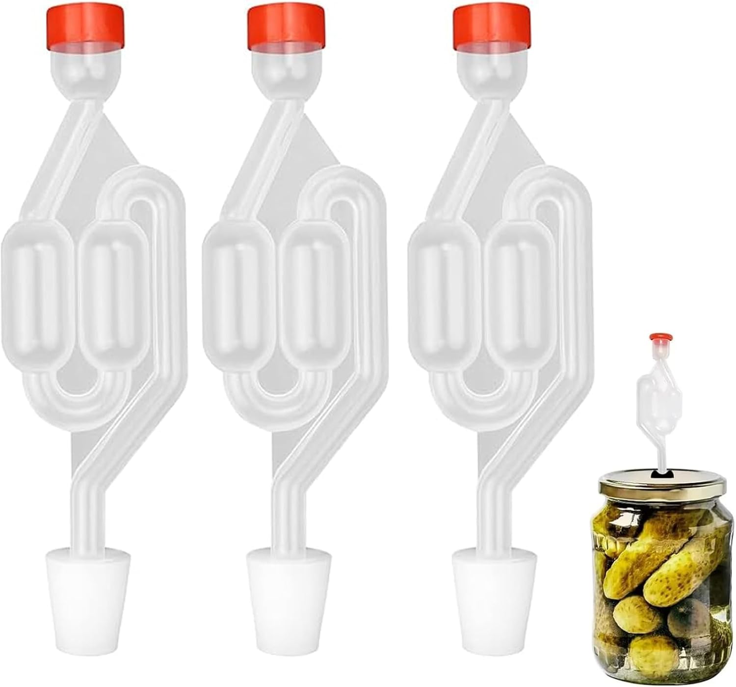 3Pcs Airlocks for Fermenting, S-Shaped Bubble Airlock Set with Rubber Stoppers, Used for Brewing Wine, Beer, Sauerkraut, Pickles Airlocks for Fermenting, Airlock, Air Lock for, Ferment