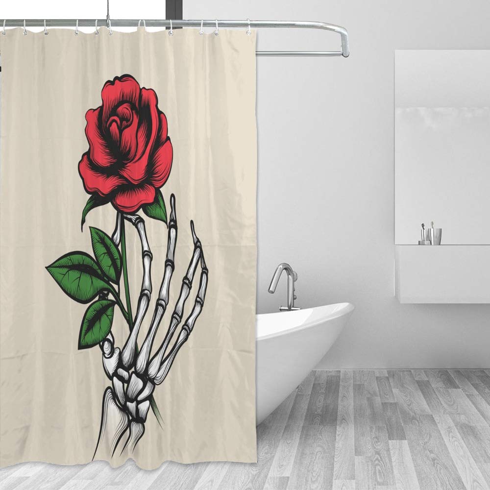 Rideau de douche en tissu imperméable pour une salle de bain moderne motif crâne