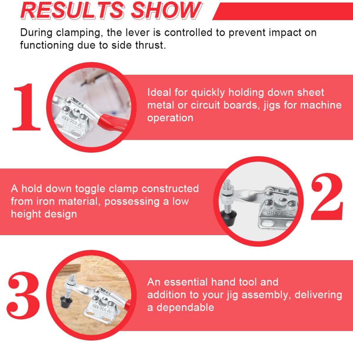 SEWACC 8 Pcs Horizontal Quick Release Toggle Clamps Hold Down Hand Tool for Woodworking Welding Metal Circuit Board Assembly Firm Grip and Anti-side Thrust Design
