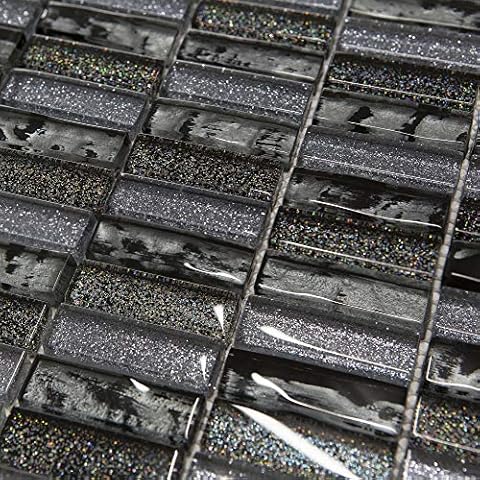 Grey and Black Glass Glitter Mosaic Tiles Cover