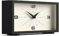 Vista 2 de JONES CLOCKS® Reloj de Escritorio Odeon Diseño Rectangular Moderno Negro Aspecto Retro Elegante para Estante, Mesa, Repisa de Chimenea