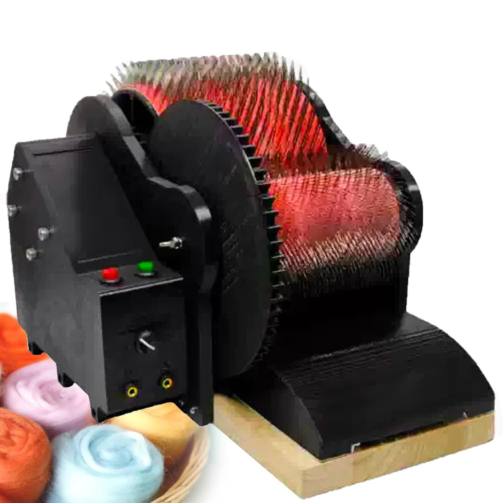GmhXylophyte Electric Wool Carding Machine Drum Carder With Adjustable Forward/Reverse Speed, Fast Color Mixing For Combing & Blending, For Diy Felt Craft & Spinning