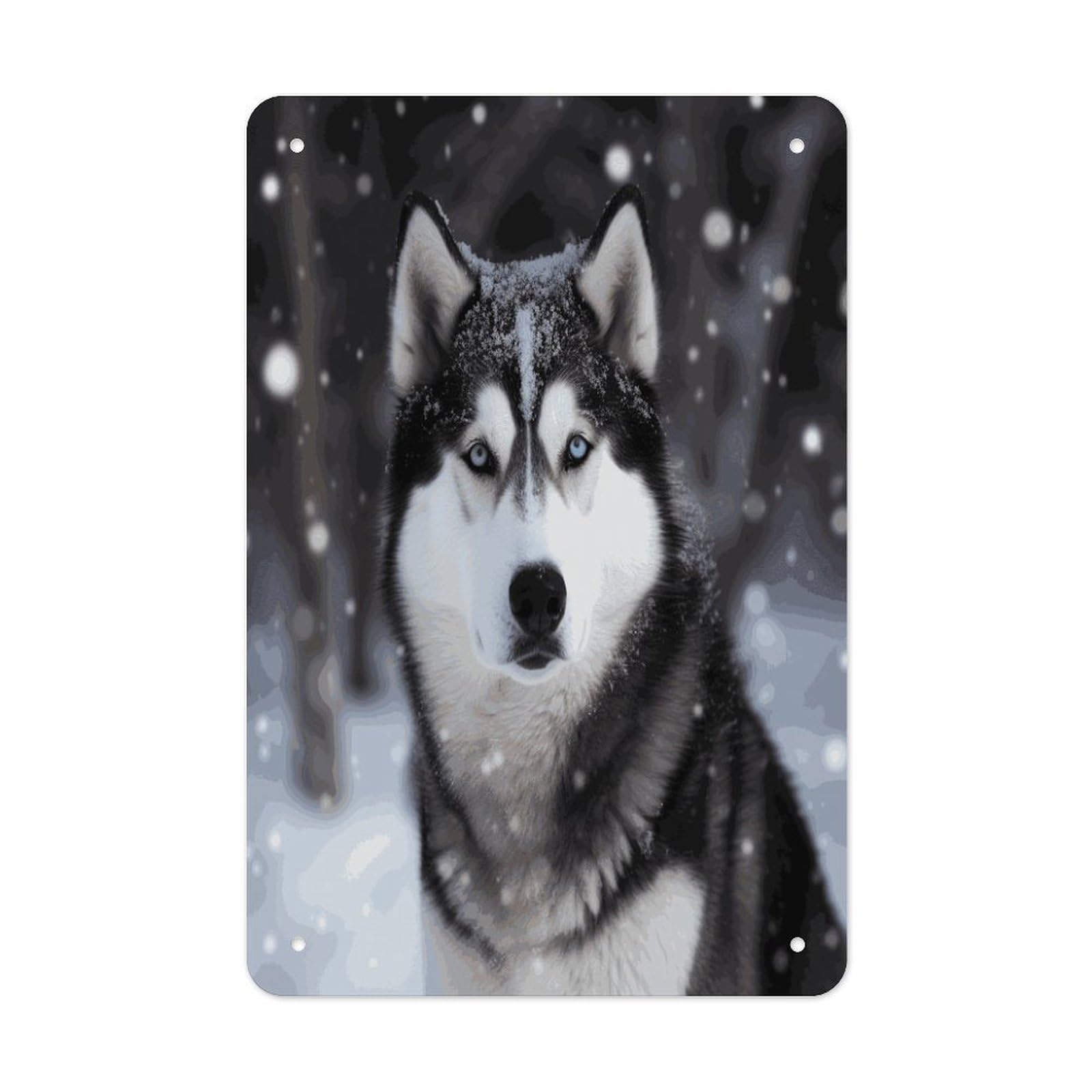 Btcowzrv Style Husky In Snow Dog Metal Tin Sign Wall Decor Hanging Plaque