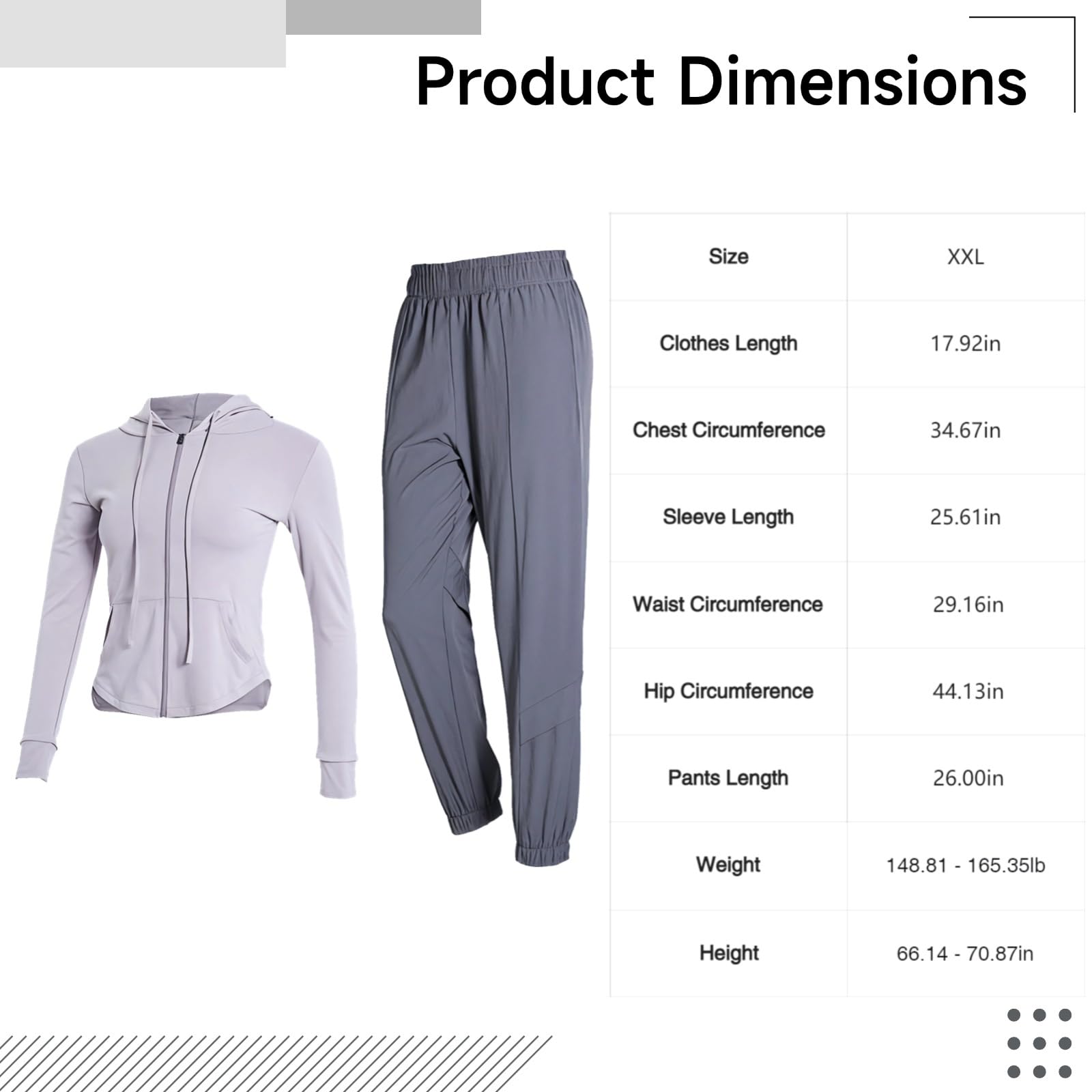 Completo da donna per pilates e yoga, set da 2 pezzi con cappuccio, in nylon e spandex, grigio