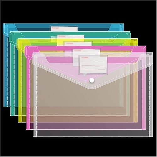 Miniatura 9 de Carpeta de archivos gruesa transparente impermeable A4 tipo bolsa de información de plástico tipo cartera, bolsa de almacenamiento, suministros de