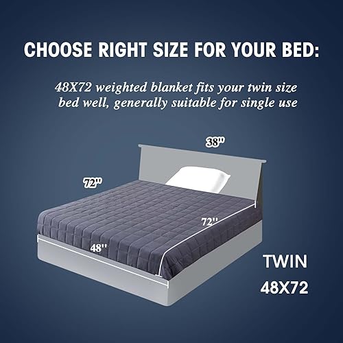 Manta con peso para adultos (12 libras, 48 x 72 pulgadas, gris), manta de microfibra pesada de enfriamiento para dormir, perfecta para 110-130