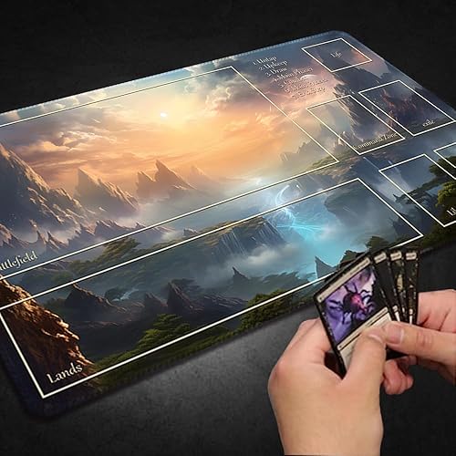 Vista 5 de Edge-Stitched 24x14 Inch MTG Playmat,TCG Playmat with Free Storage Bag, Non-Slip Gaming Mat,Ideal for MTG Card Games (DKT (48),Zones 1)