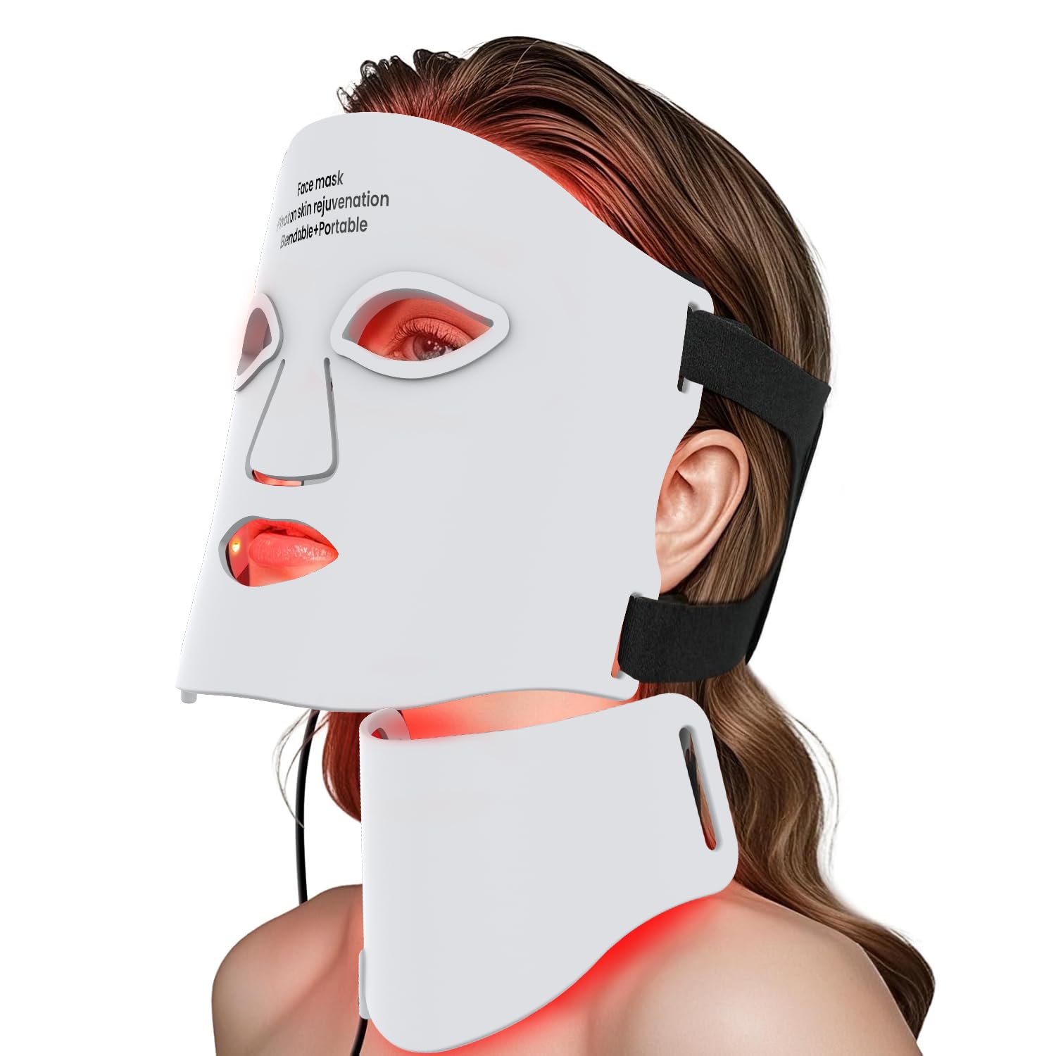 Good4You Maschera per terapia a luce rossa, 7 colori, timer, maschera al collagene, maschera LED, terapia a infrarossi, luce rossa, lampada infrarossa, maschera a infrarossi, toppa per l'acne