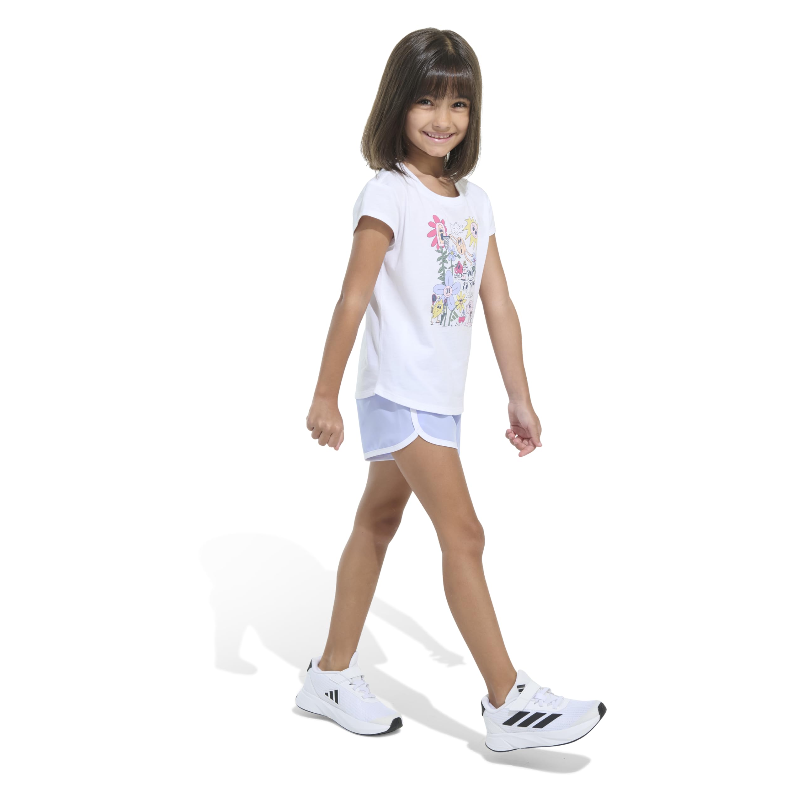 adidas cap Sleeve Tee Shirt And Woven Short Set da 2 Pezzi Composto da Maglietta e Pantaloncini (Pacco da 2) Bambine e Ragazze