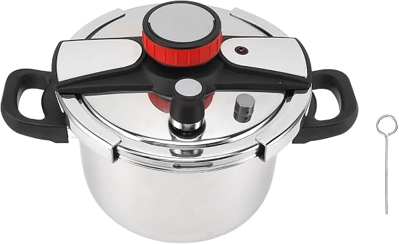Luqeeg Stainless Steel Pressure Cooker, 100KPa Large Pressure Cooker, Multi Functional Explosion Proof Pressure Cooker Multi Cooker with Lid for Meat, Rice & Legumes 6L