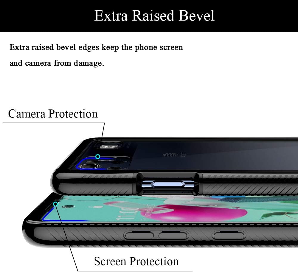 HATOSHI LG K92 Case, LG K92 5G Case with Built in Screen Protector, Military Grade Heavy Duty Protection, Crystal Clear Back, Full-Body Rugged Shockproof Phone Cover, Black