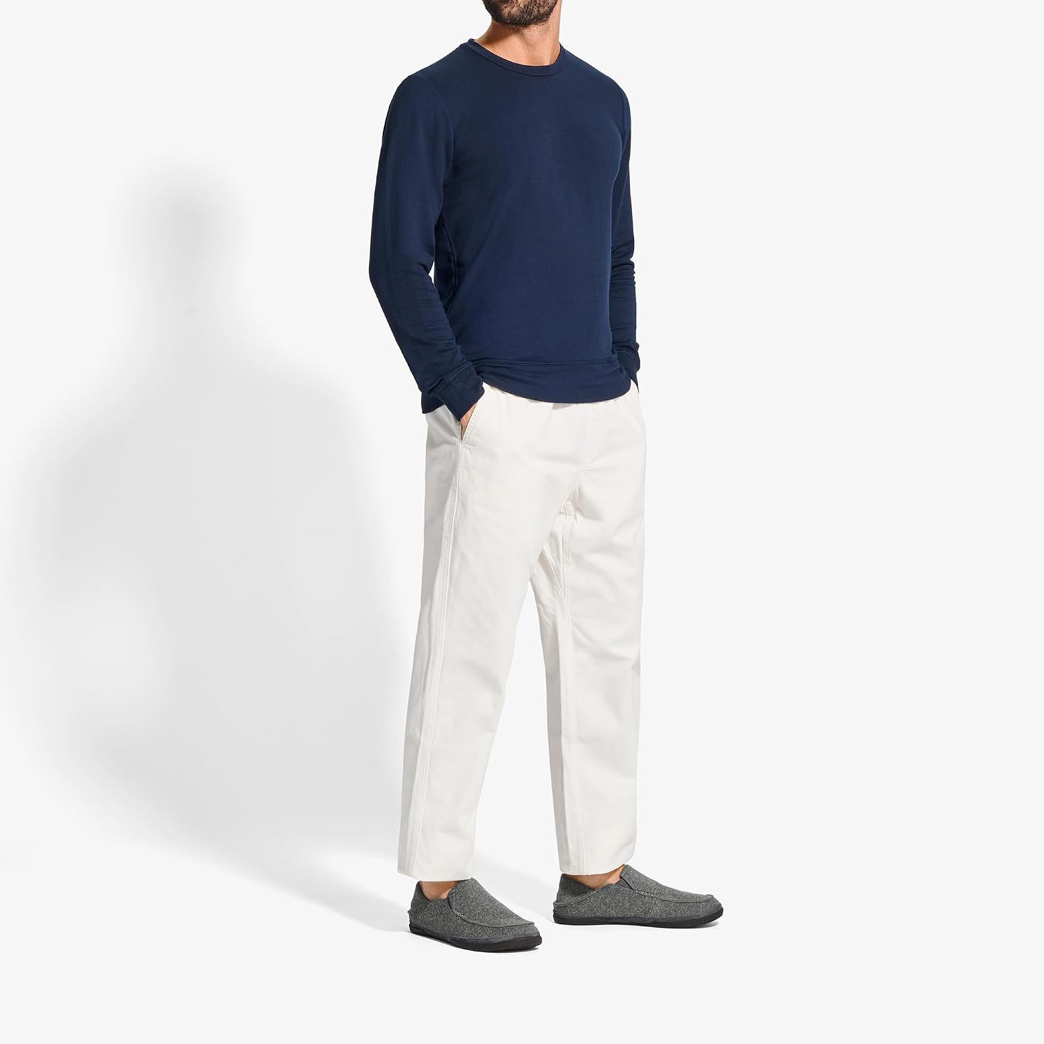 OLUKAI Moloa Hulu Men's Wool-Blend Slippers, Soft & Heathered Knit Slip On Shoes, Suede Leather Foxing, Drop-In Heel Design