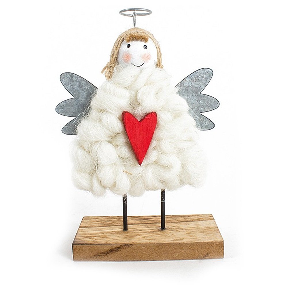 Heaven Sends Cream Christmas Angel Ornament Standing Wood Cute Decoration Shabby Chic