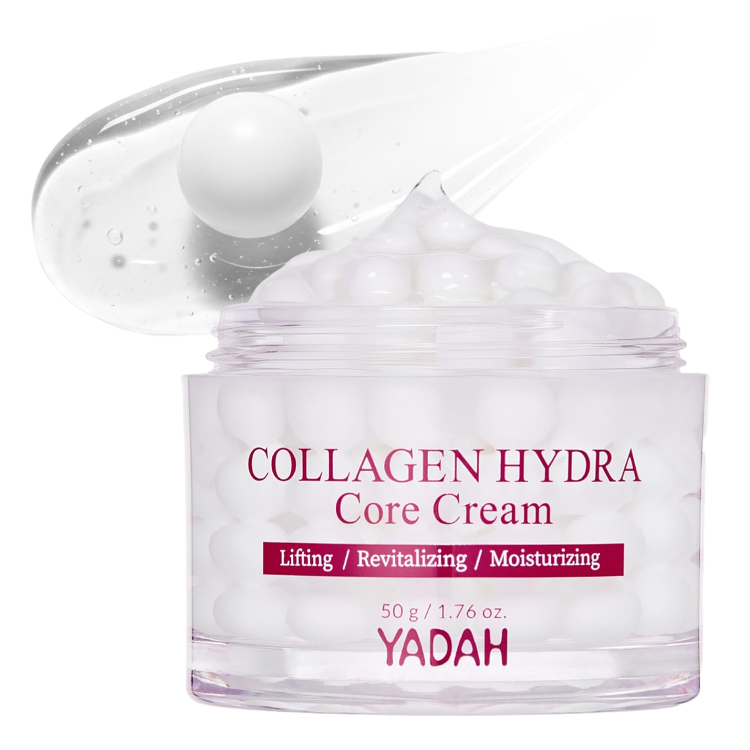 YADAH Collagen Hydra Core Cream - Barrier Repair Moisturizer with 10 Types of Hyaluronic Acids, 1000ppm Low Molecular Collagen (Capsule) & Creamide, Deep Hydration for Sensitive Skin, 1.76 oz