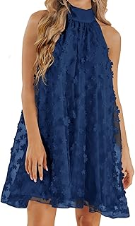 2024 Womens Summer Wedding Guest Formal Dresses Cocktail Halter Swing Dress Cute A Line Mini Homecoming Dress - Buy now