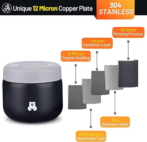 Miniatura 2 de Charcy Tarro de comida aislado de acero inoxidable para niños, de 9 onzas, termo de sopa a prueba de fugas, juego de recipientes para 8 horas