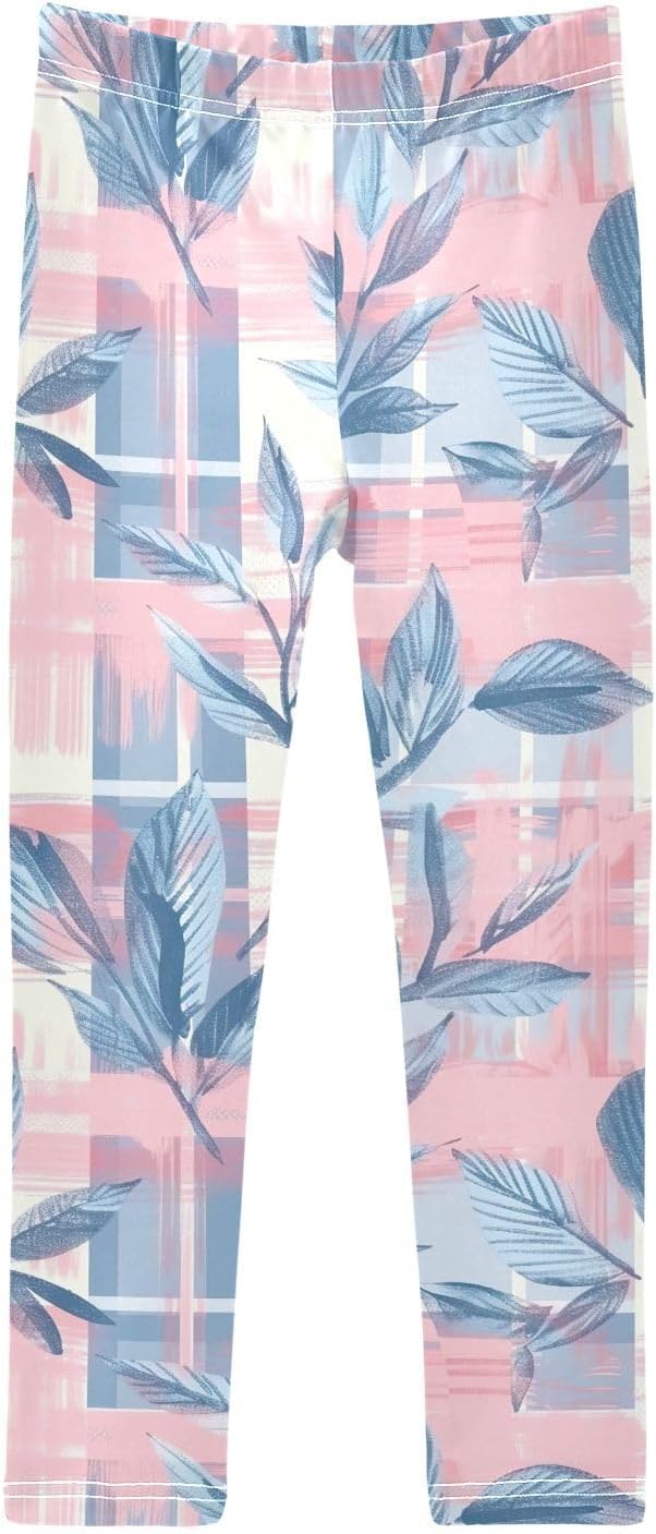 Girls Yoga Pants Retro Leaf Plaid