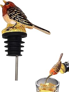 Wine Aerator Pourer, Enamel Glaze Colorful Bird Liqour Pourer with Bottle Stopper Retro Style Premium Stainless Steel Wine Pourer Bottle Pour Spout Stopper