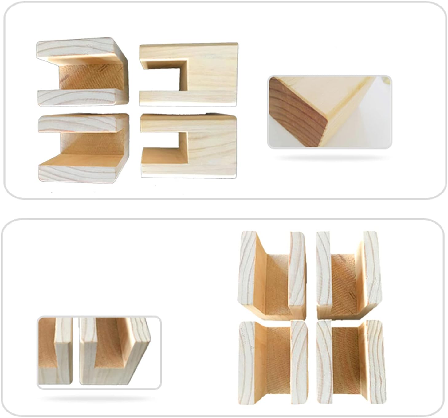 Furniture Sofa Legs, Wooden Lifter Stand,Groove Feet,Solid,Bed Risers,Pine Table,Elevator for,Adds Height to Cabinets/Chair,Wood Color,Lifts(10 * 3 10cm)