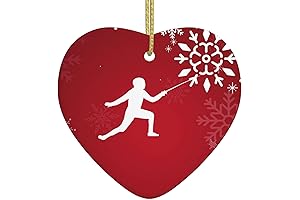 Heart-Shaped Fencing Silhouette Christmas Ornaments