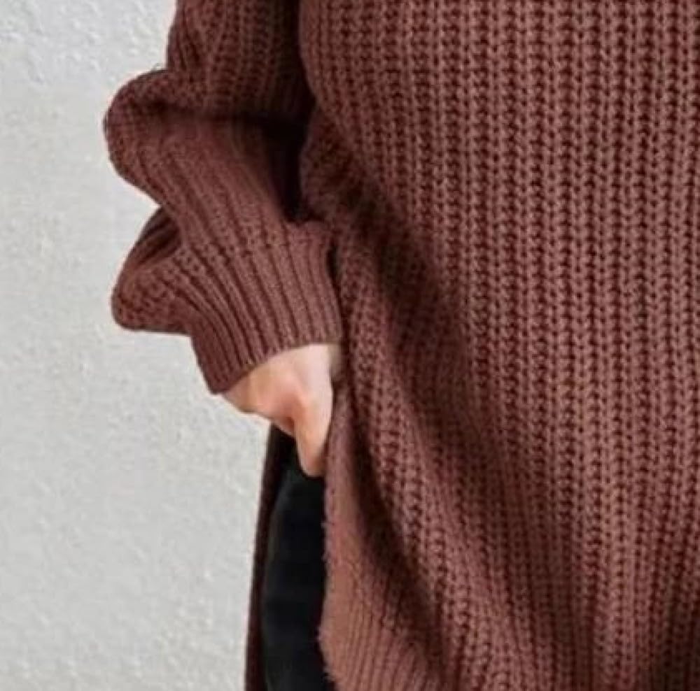 Rollkragenpullover Für Damen, Winter, Langärmelig, Seitlich Gespalten, Strickpullover, Wollpullover, Strickpullover, Rollkragenpullover, Warme Oberteile, Pullover, Strickwaren
