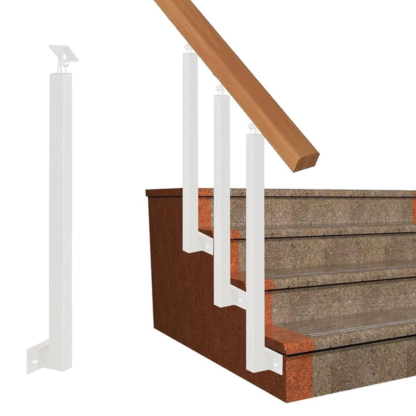 Rampe d'escalier réglable à 270 degrés avec balustre carré pour montage latéral