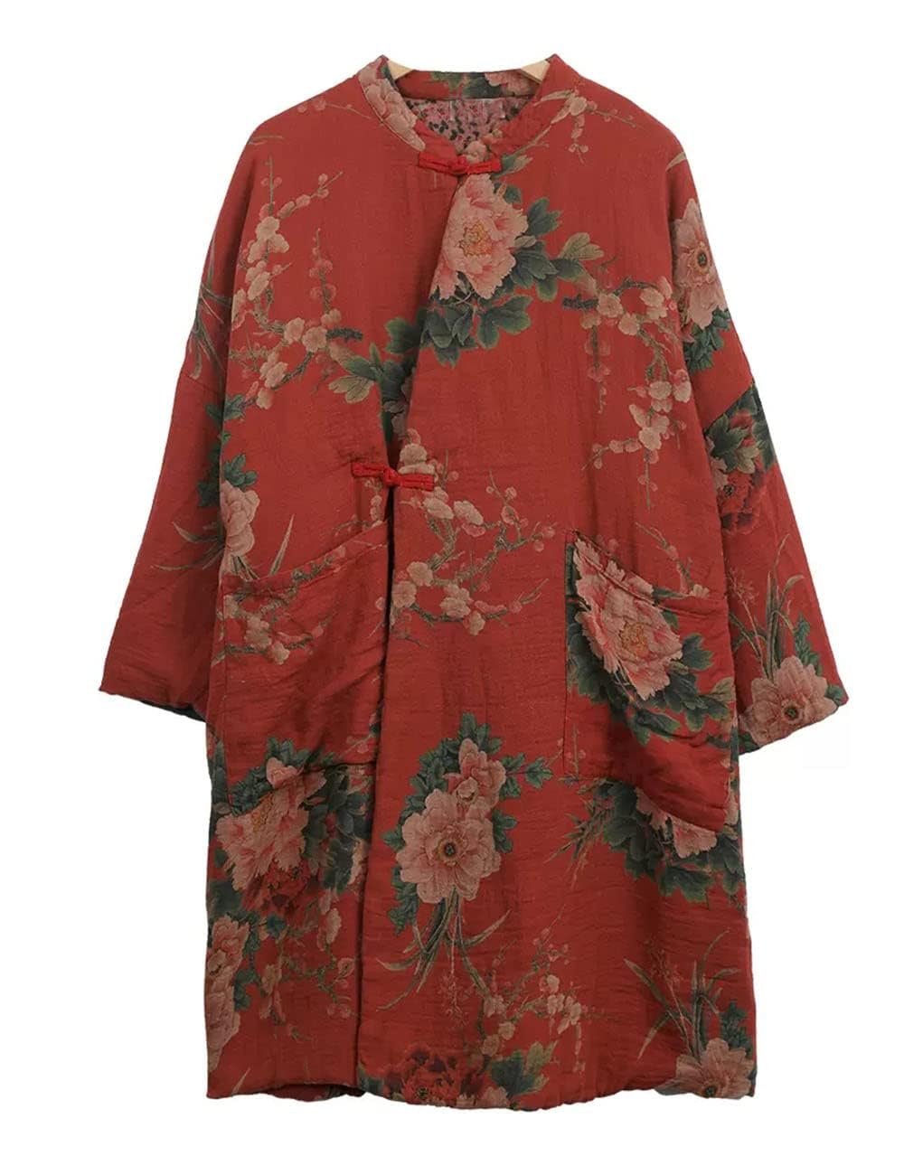 LUZU JUNU Veste matelassée en coton pour femme - Motif floral - Doux - Matelassé - Imprimé floral
