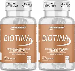 Kit 2x Biotina Pura 60 Capsulas Vitamina B7 Cabelo Pele Unha Vitamina Para Homens e Mulheres Firmeza Importada Original